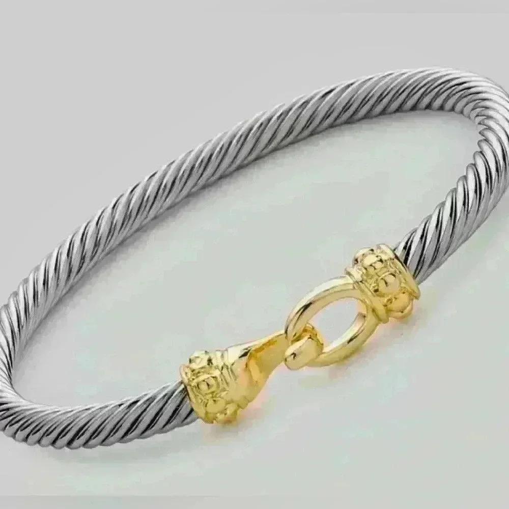 TWO TONE CABLE HOOK & EYE BRACELET